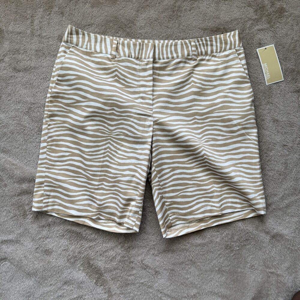 Michael Kors Women Shorts Size 6 Brown White Stripes New With Tags